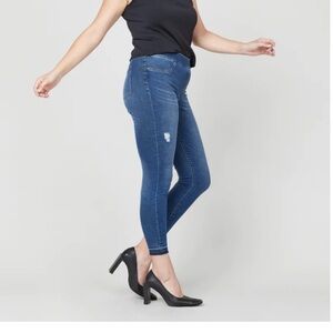 Spanx Distressed Ankle Skinny Jeans, Medium Wash size XL short